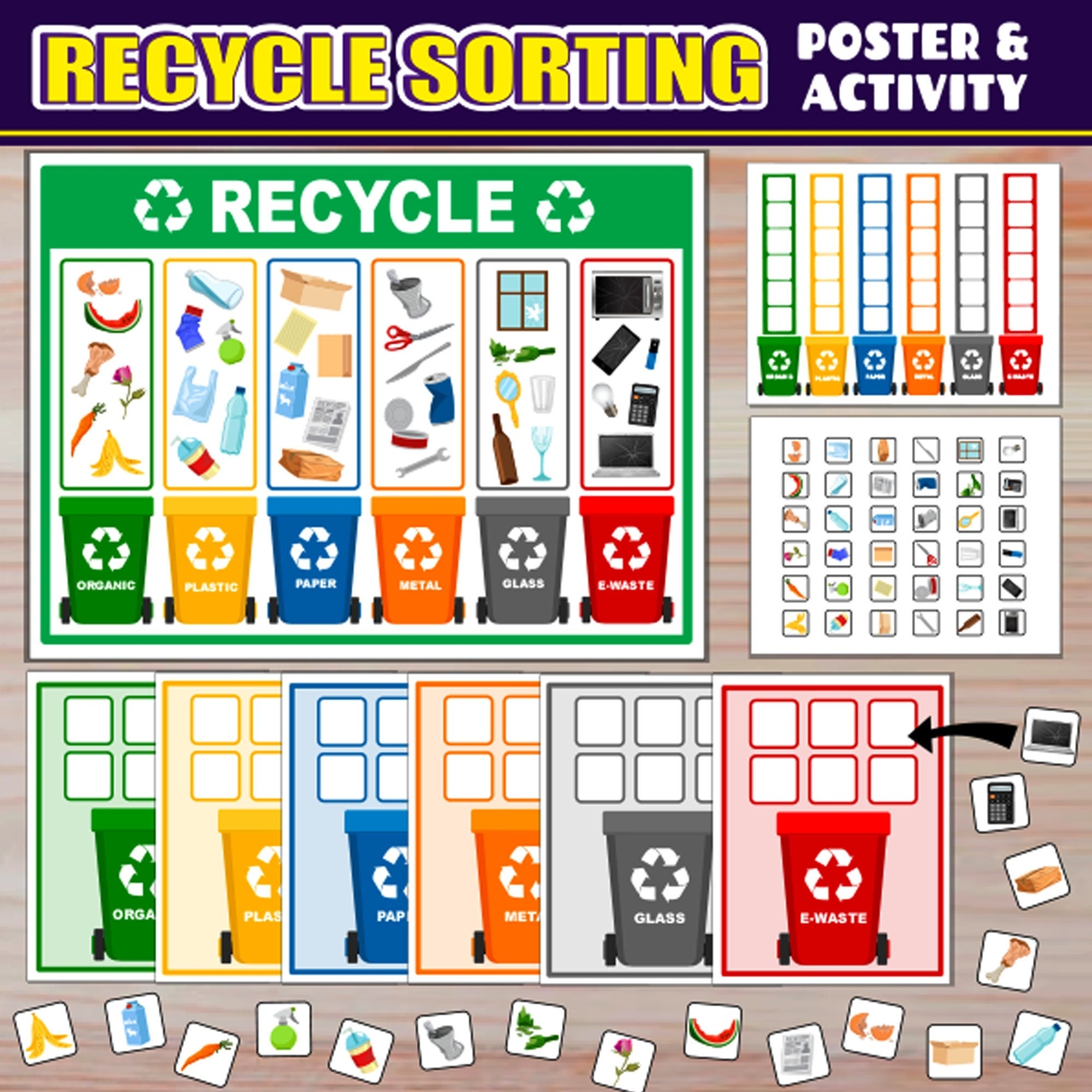 Recycle Sorting Activity Recycling Poster Earth Day PRINTABLE Recycling Game Waste Sorting Earth Day Activity Crafts For Kids Etsy