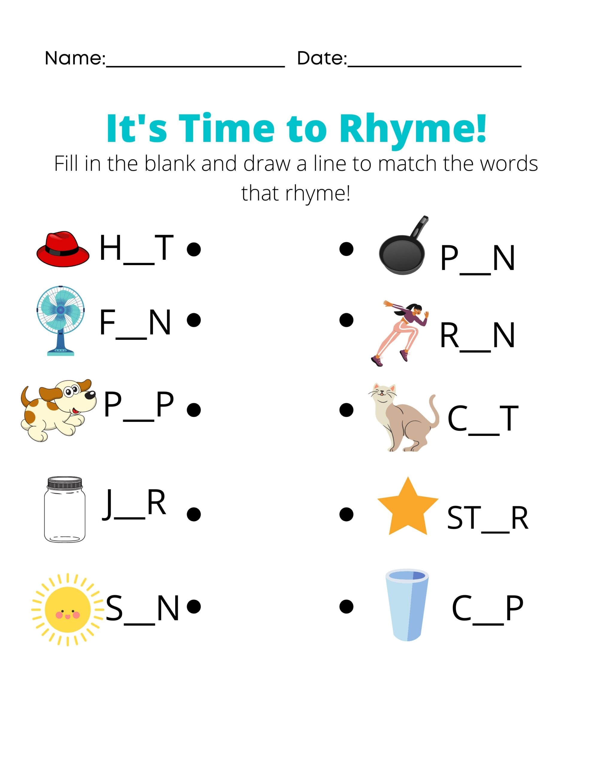 Free Printable Rhyming Worksheets Kindergarten
