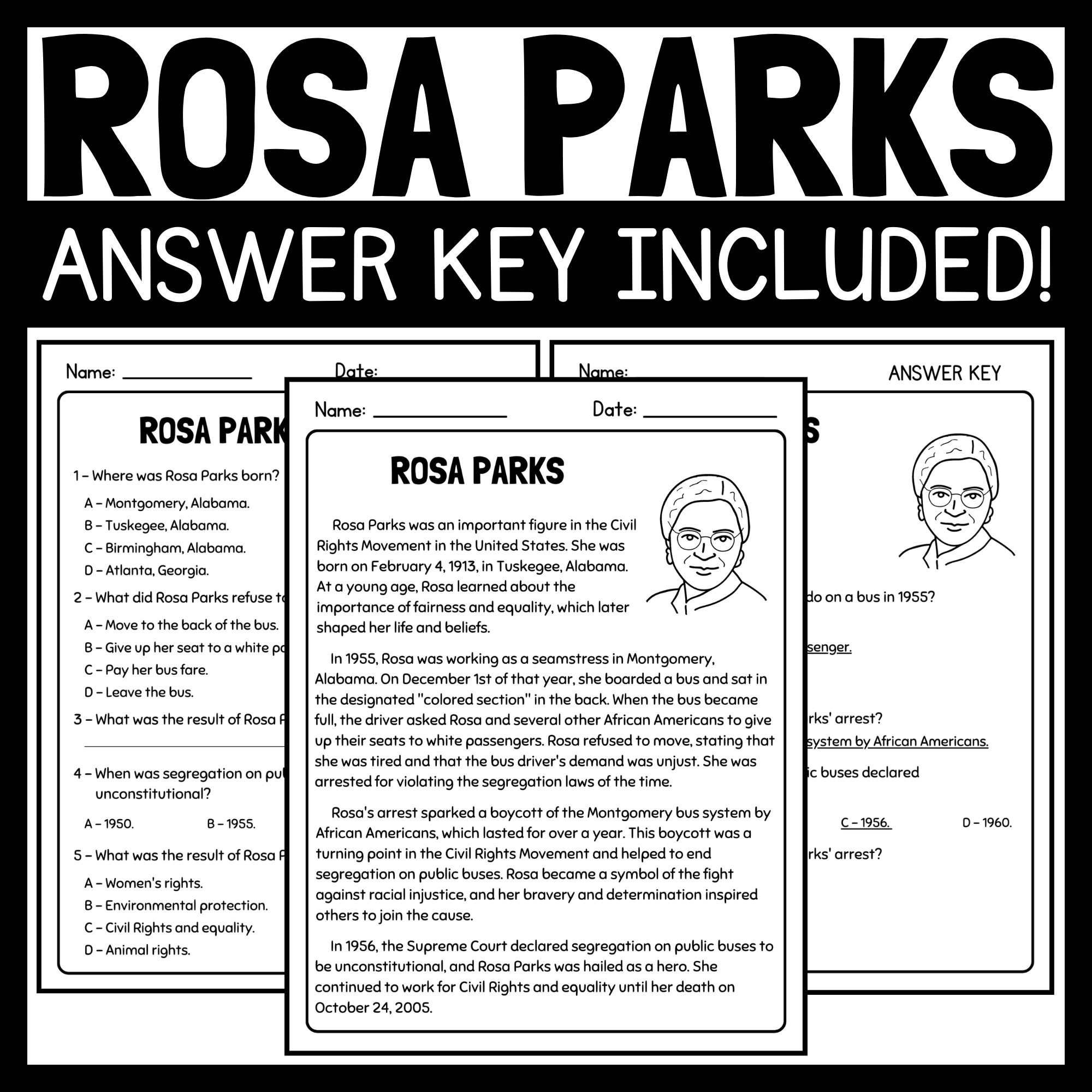 Rosa Parks Article And Reading Comprehension Questions Women s History Month Made By Teachers Rosa Parks Article And Reading Comprehension Questions Women s History Month Made By Teachers