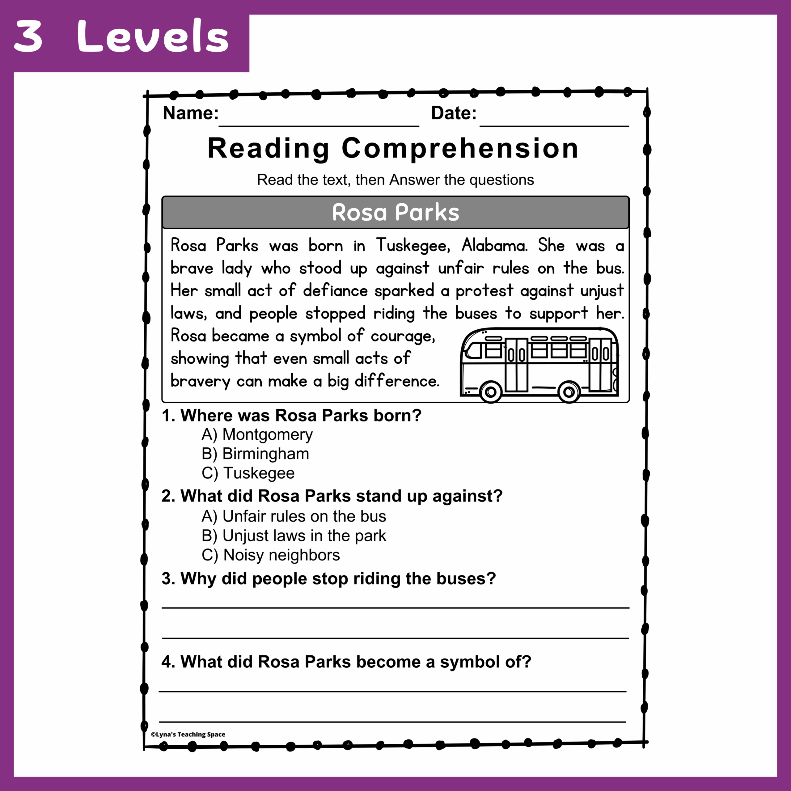Rosa Parks Reading Comprehension Passages And Activities Worksheet No Prep Made By Teachers Rosa Parks Reading Comprehension Passages And Activities Worksheet No Prep Made By Teachers