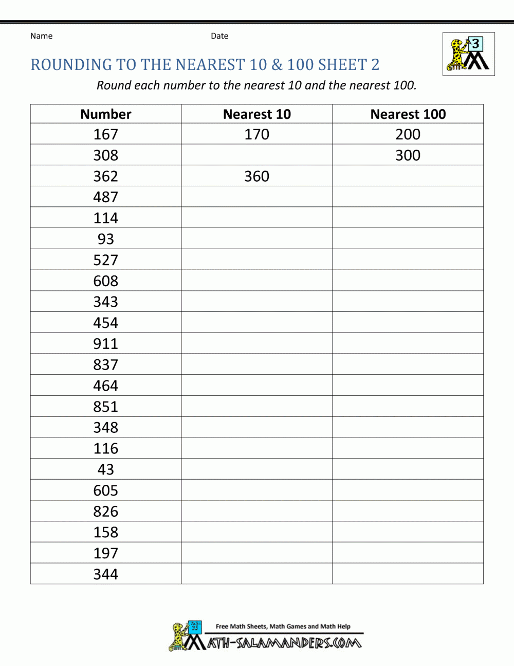 Rounding To The Nearest 100 Worksheets Rounding To The Nearest 100 Worksheets
