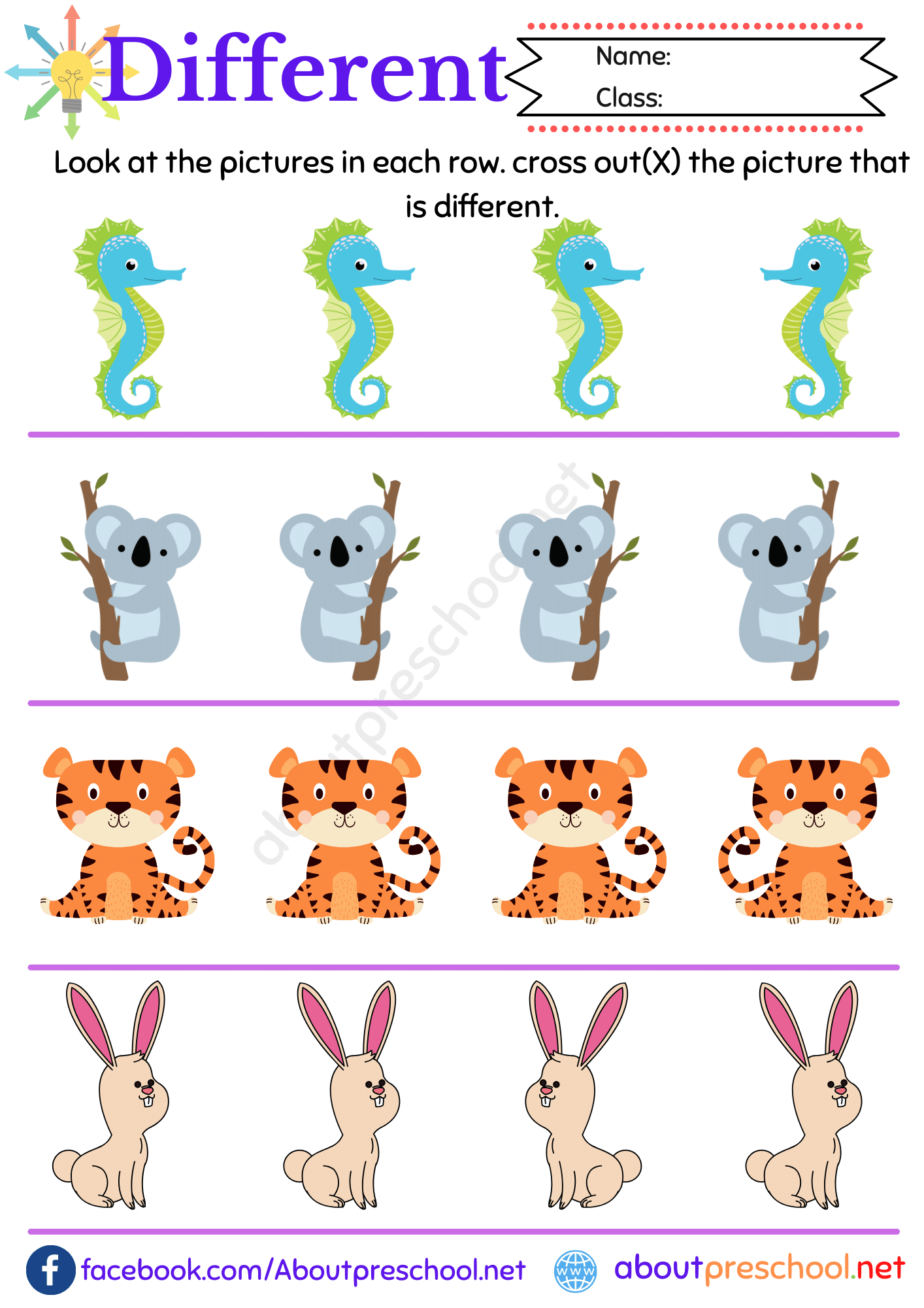 Same And Different Worksheets For Preschool FREE Download 