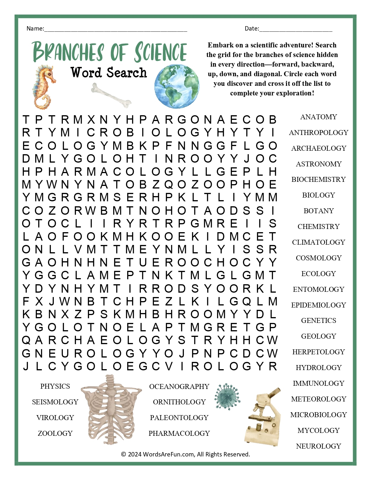 Free Printable Science Word Search Worksheets Free Printable Science Word Search Worksheets