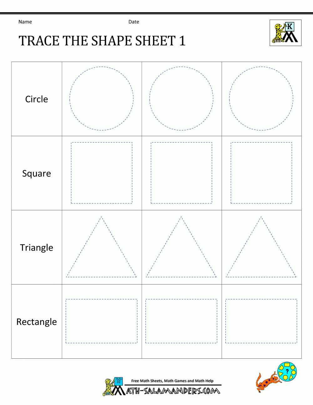 Shape Tracing Worksheets Kindergarten Shape Tracing Worksheets Kindergarten