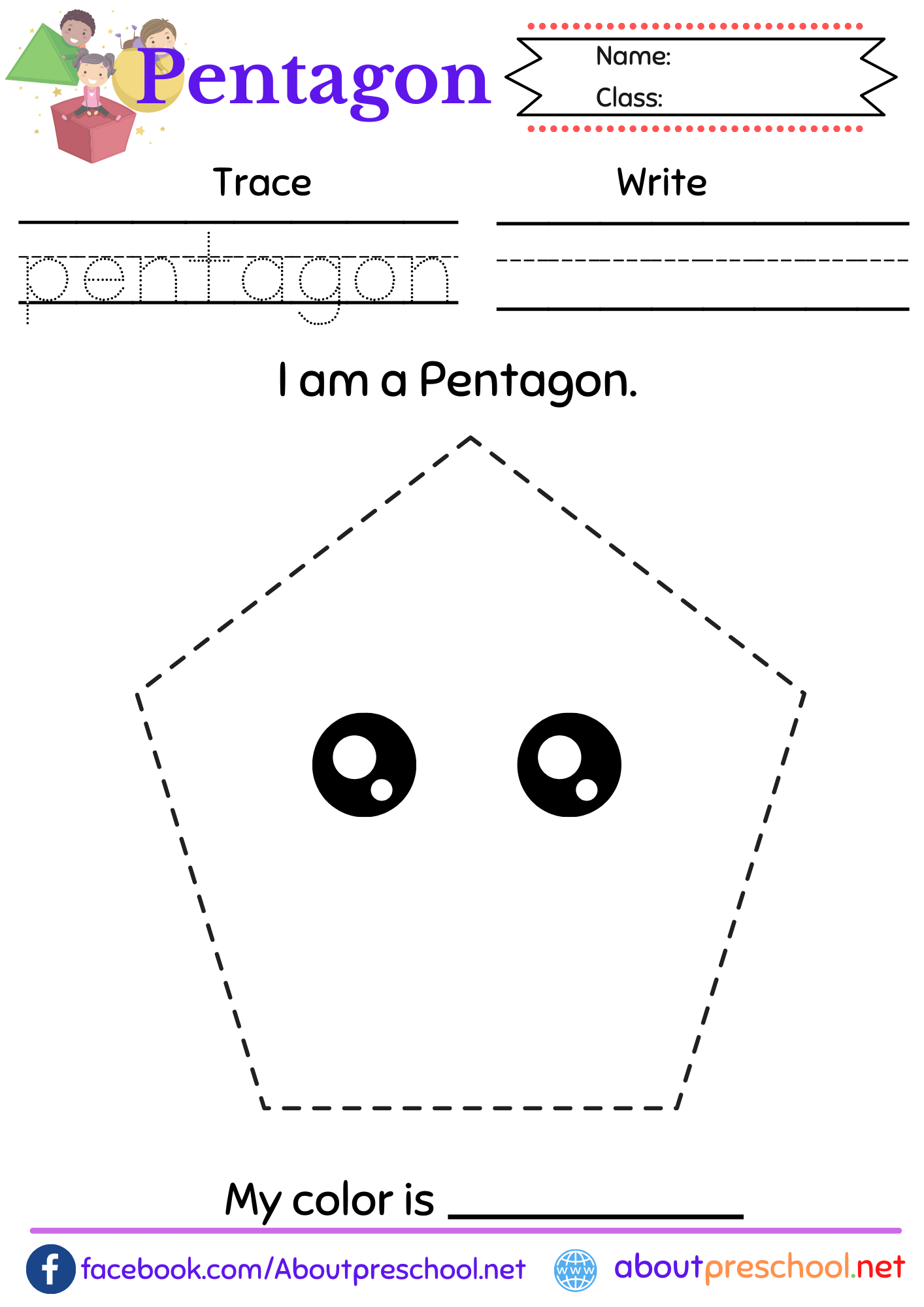 Shapes Pentagon Worksheet Archives About Preschool
