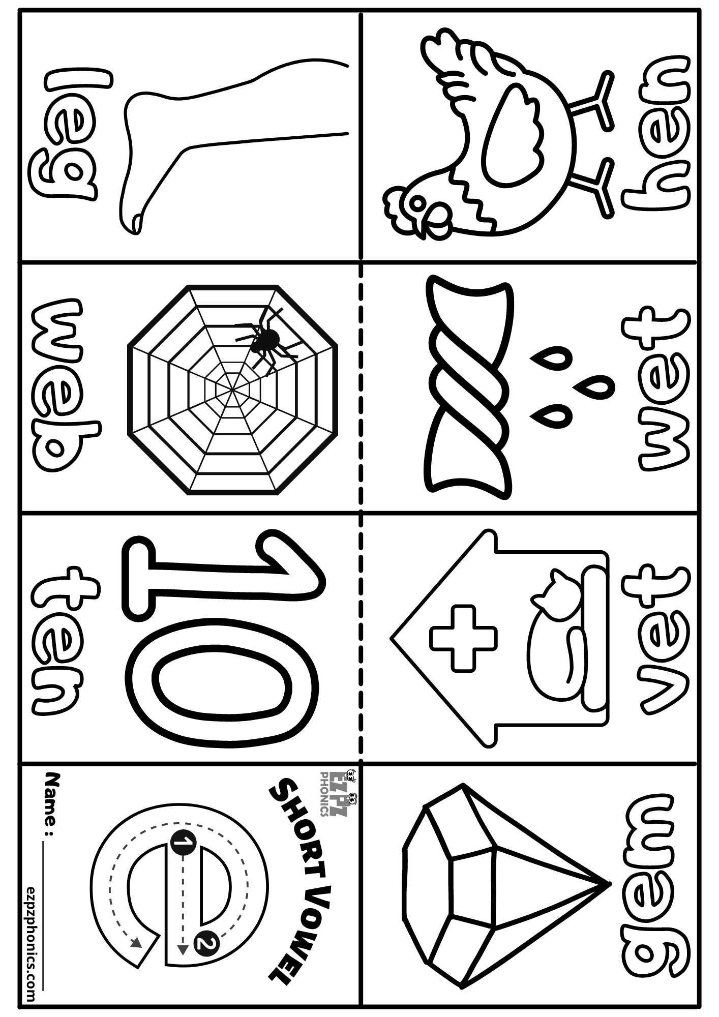 Short Vowel E Mini Coloring Book CVC Words 1 Ezpzphonics Short Vowel E Mini Coloring Book CVC Words 1 Ezpzphonics