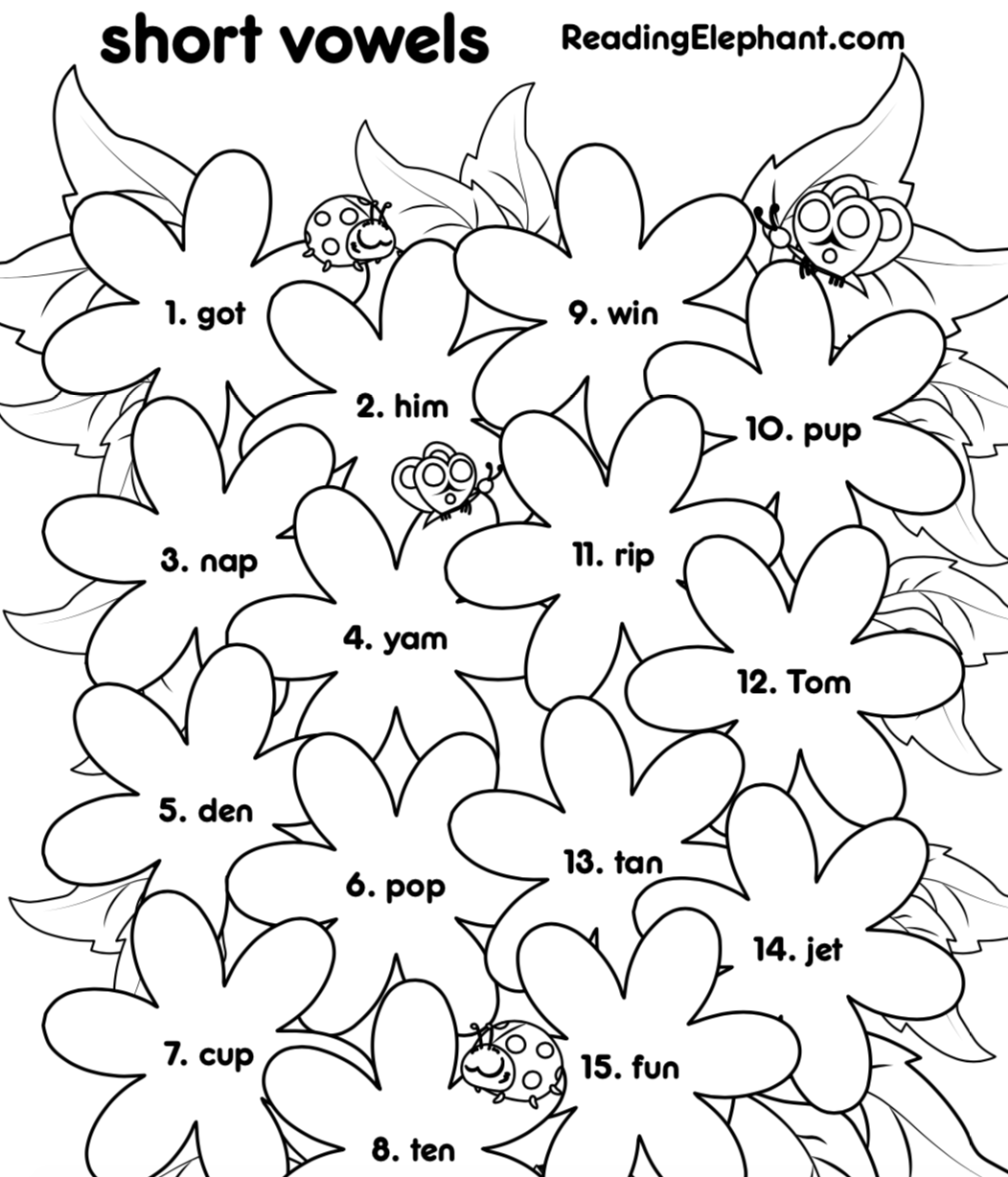 Short Vowel Worksheets For Kindergarten Flowers Pdf Reading Elephant Short Vowel Worksheets For Kindergarten Flowers Pdf Reading Elephant