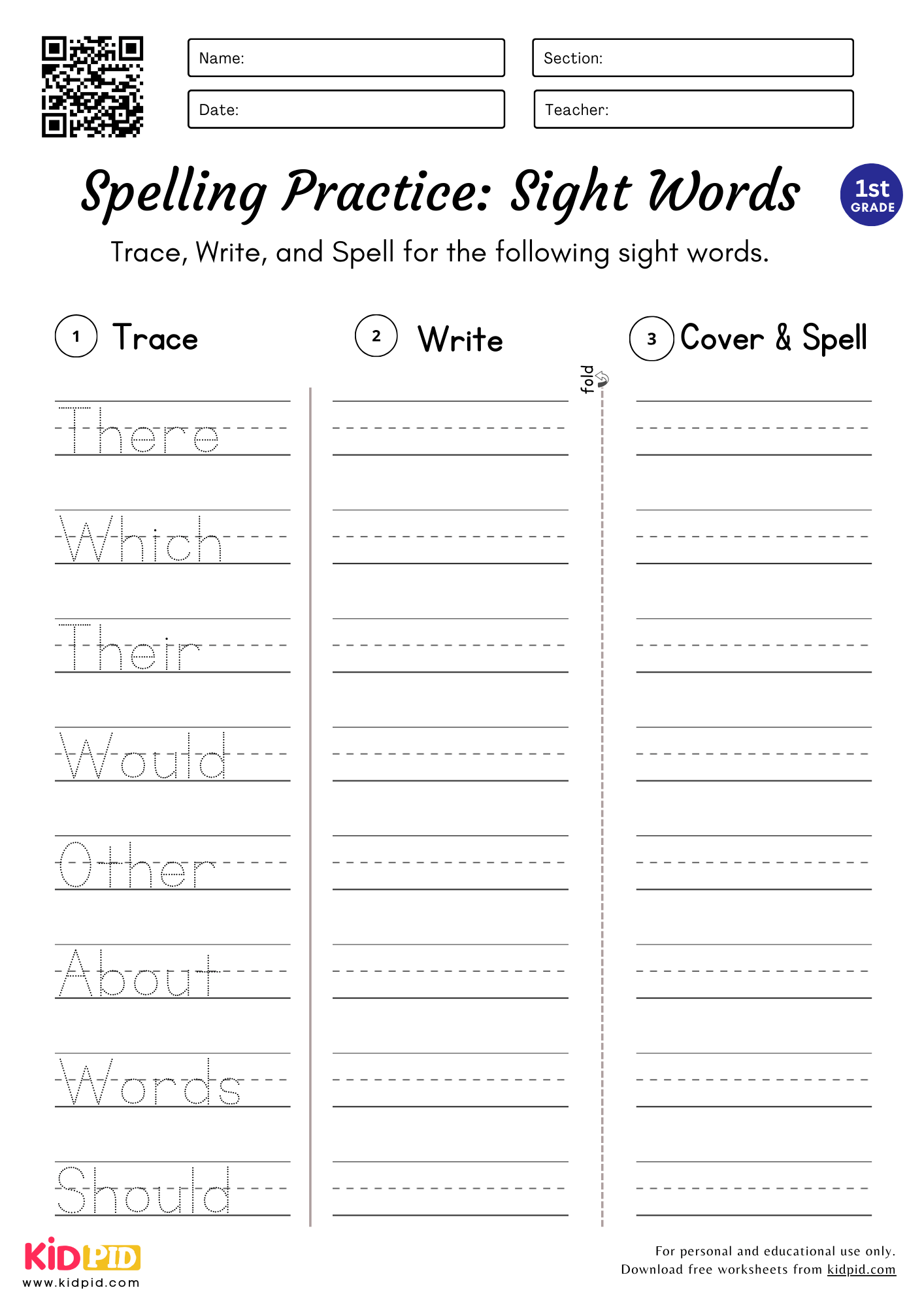 Sight Words Worksheet For Grade 1 Kidpid