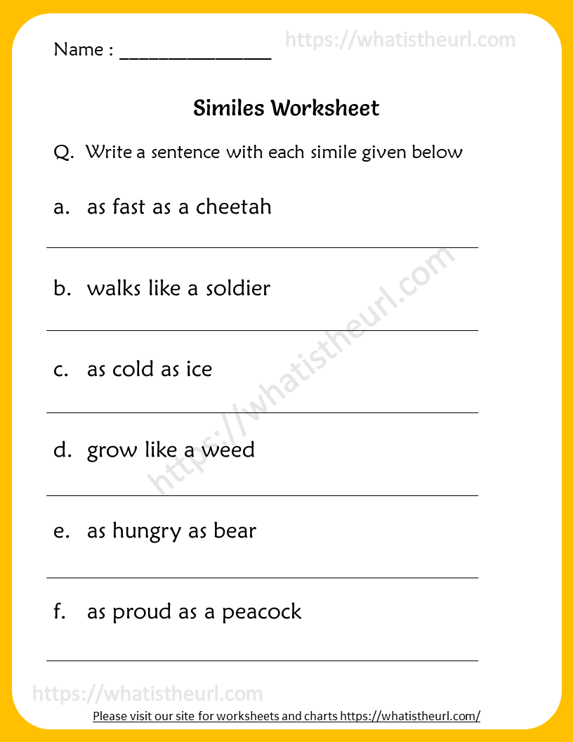 4th Grade Worksheet Similes Free Printable 4th Grade Worksheet Similes Free Printable