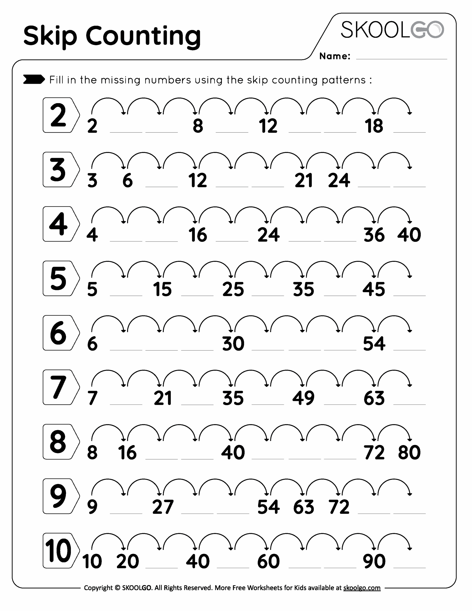 Free Printable Skip Counting Multiplication Worksheets Free Printable Skip Counting Multiplication Worksheets