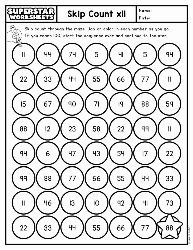 Skip Counting Worksheets Superstar Worksheets