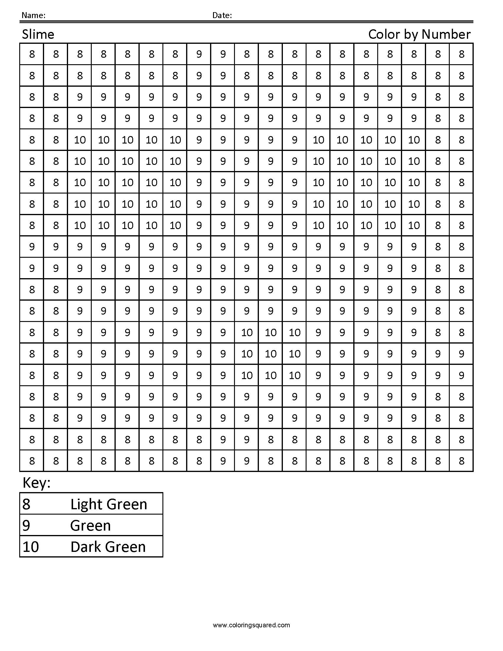 Slime Color By Number Coloring Squared Slime Color By Number Coloring Squared