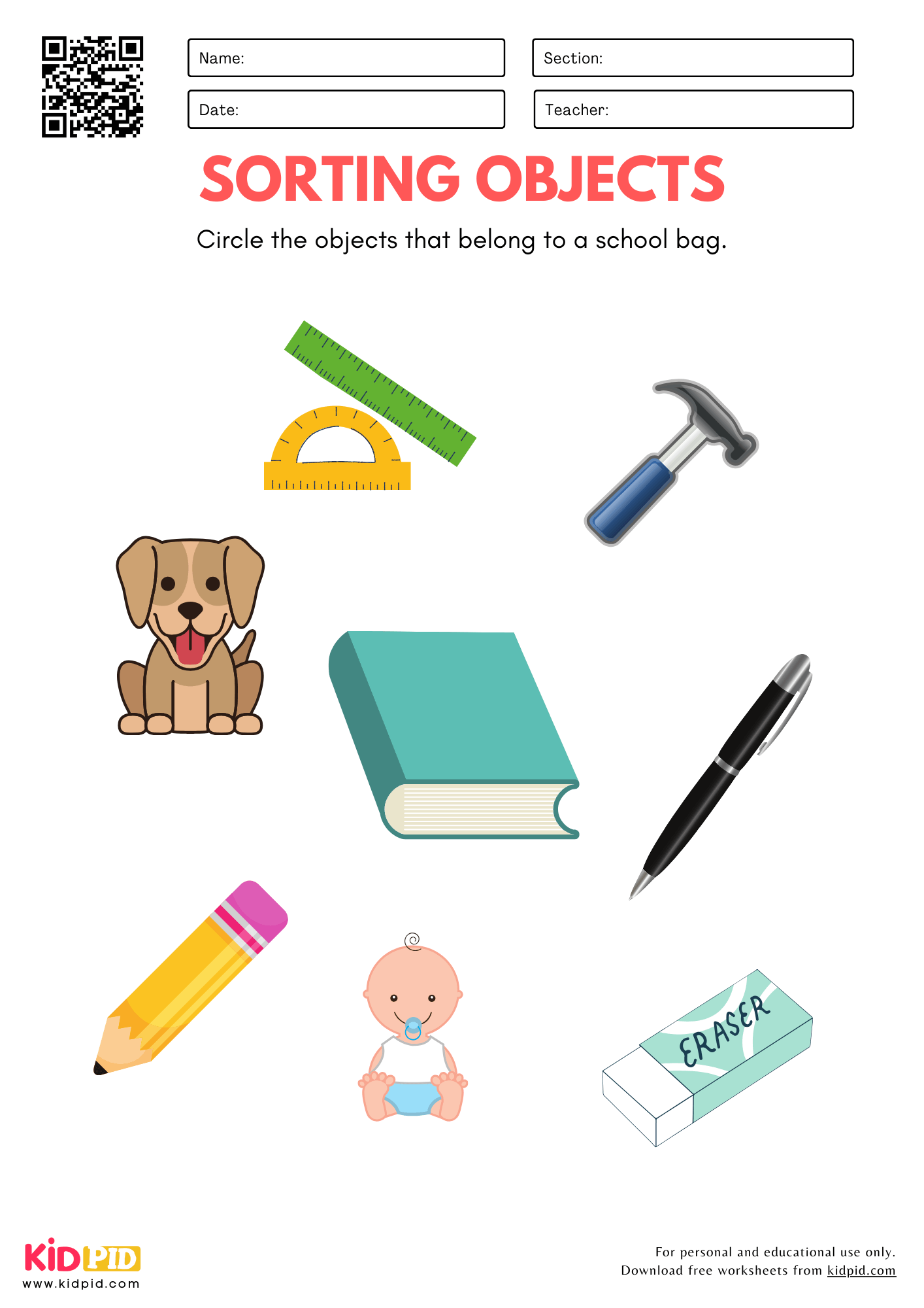 Free Printable Sorting Worksheets For Preschool