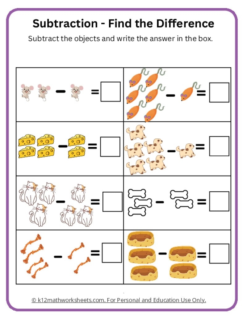 Free Printable Kindergarten Subtraction Worksheets Free Printable Kindergarten Subtraction Worksheets