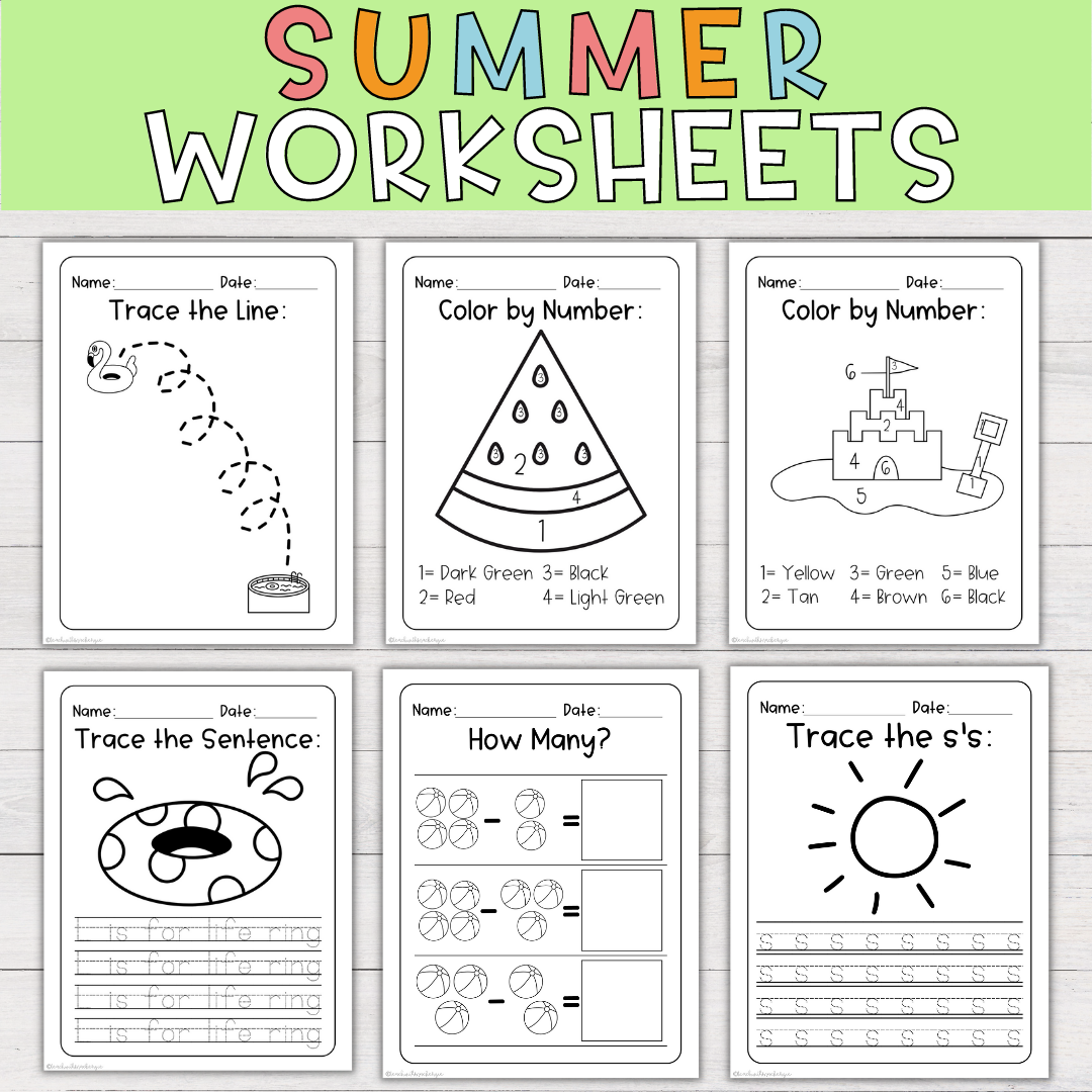 Summer Worksheet Bundle For Preschool And Kindergarten Made By 