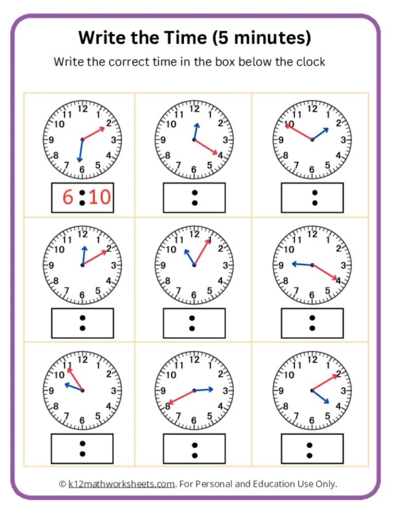 Telling Time Worksheets