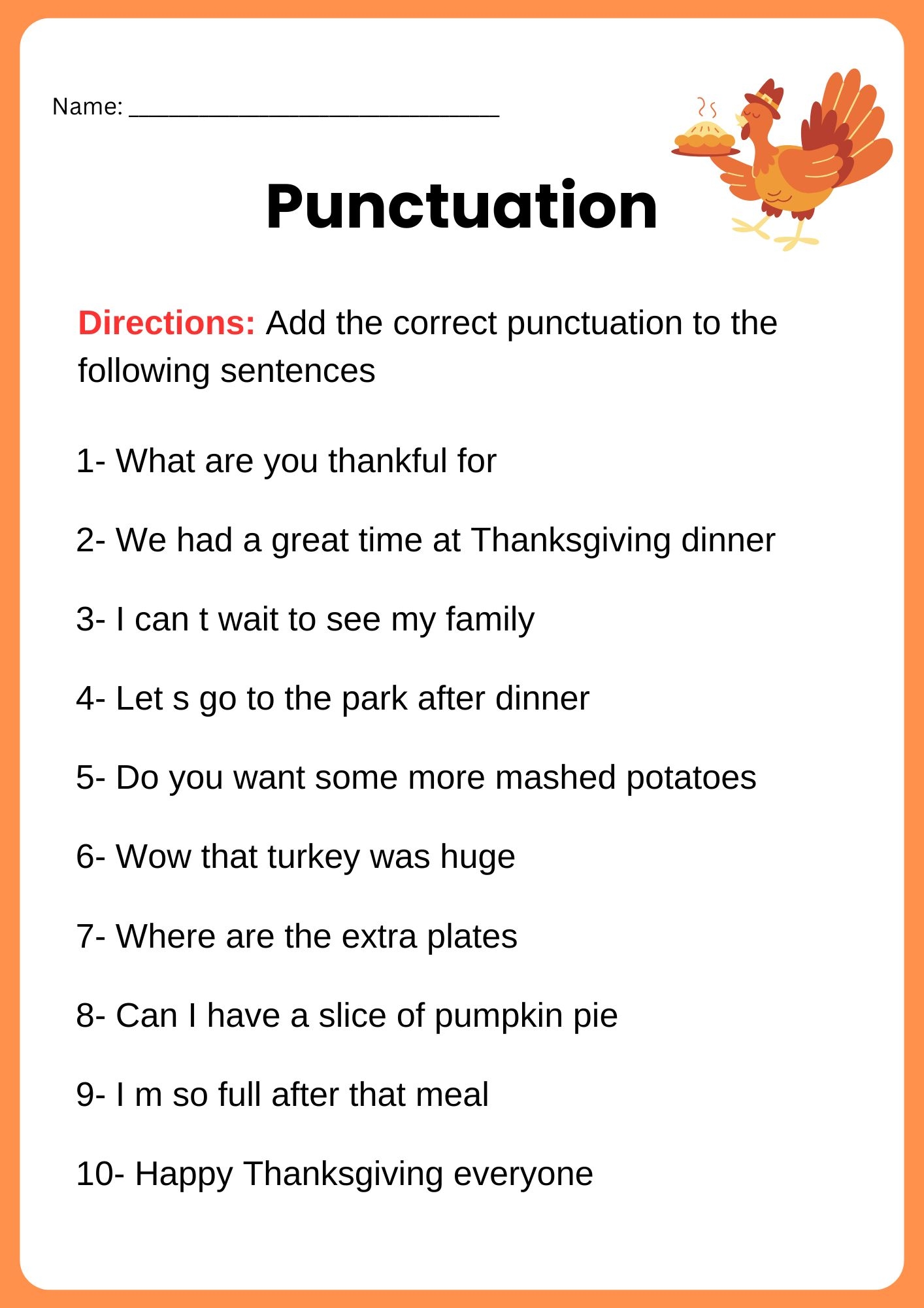 Thanksgiving Grammar Worksheets Grammar Practice