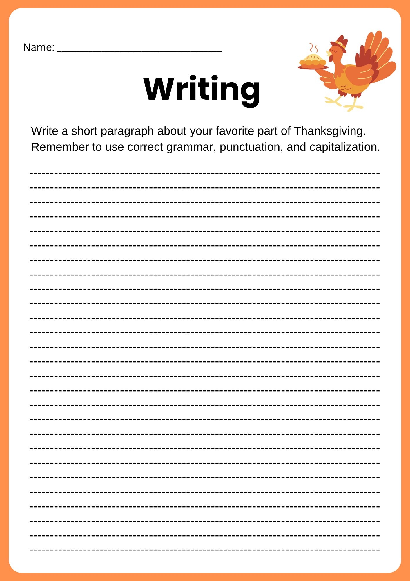Free Printable Thanksgiving Grammar Worksheets