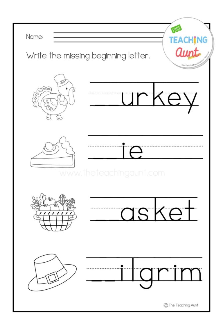 Thanksgiving Worksheets For Preschool The Teaching Aunt