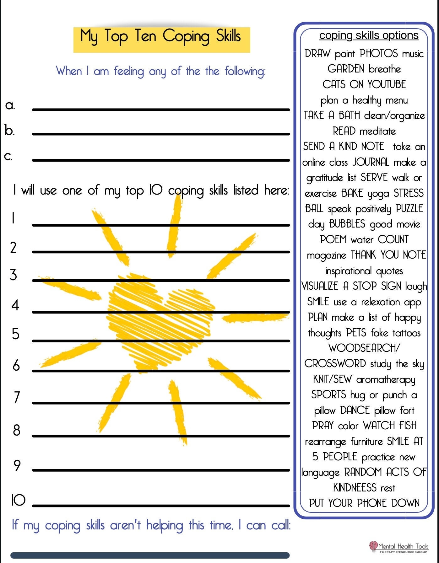 Therapy Printable Counseling Worksheet Therapy Worksheet Counseling Printable Children s Counseling Coping Coping Skills Self Care Etsy Norway