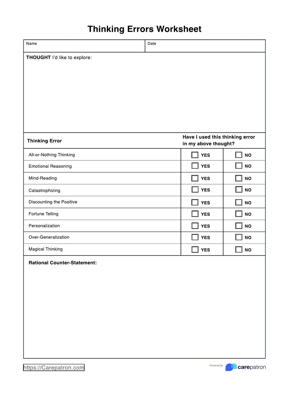 Thinking Errors Worksheets U0026 Example Free PDF Download Thinking Errors Worksheets U0026 Example Free PDF Download