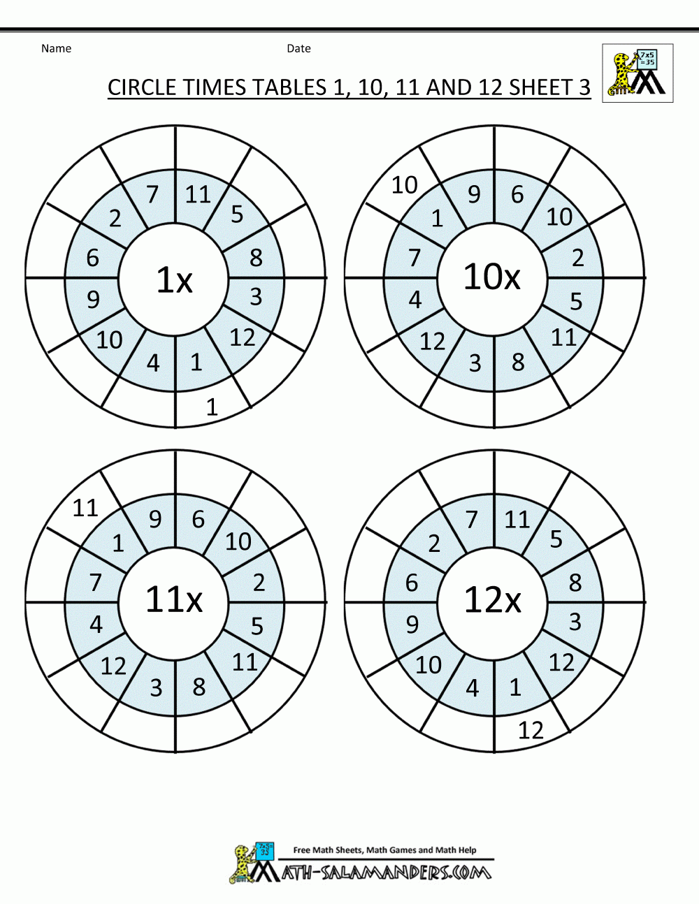 Times Table Worksheet Circles 1 To 12 Times Tables Times Table Worksheet Circles 1 To 12 Times Tables