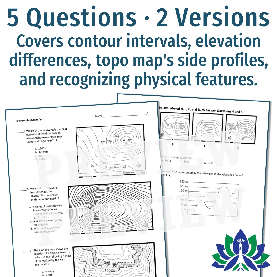 Free Printable - Topographic Map Worksheets