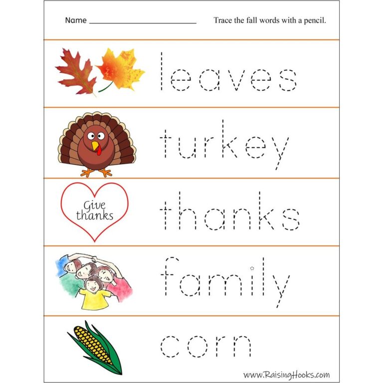 Tracing Fall Words Worksheet Freebie Raising Hooks