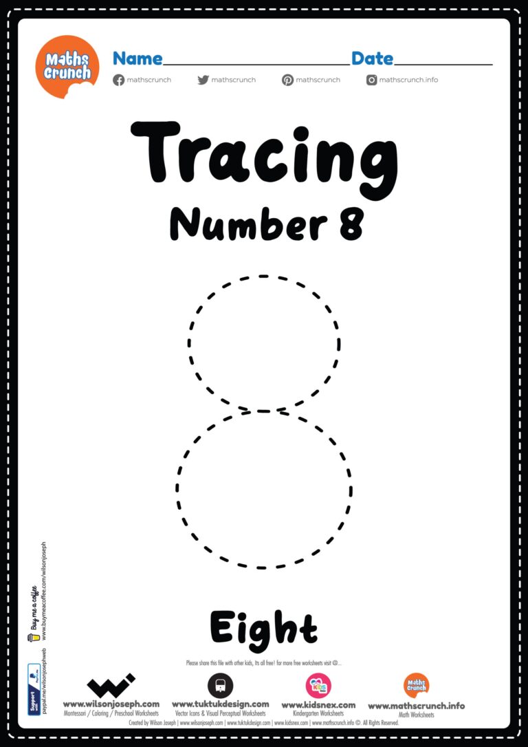 Tracing Number 8 Worksheet For Kids Free Printable PDF
