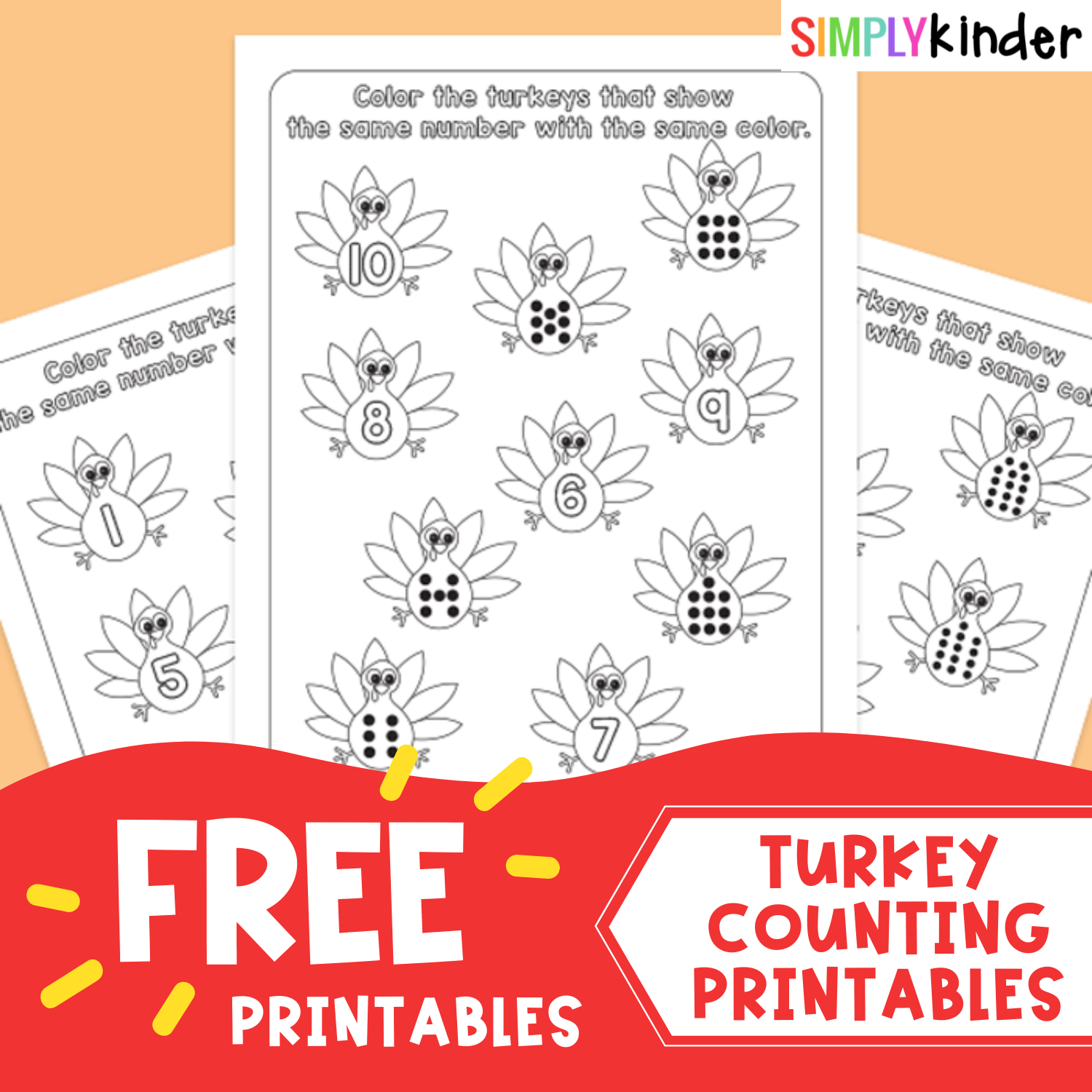 Turkey Counting Printables Simply Kinder