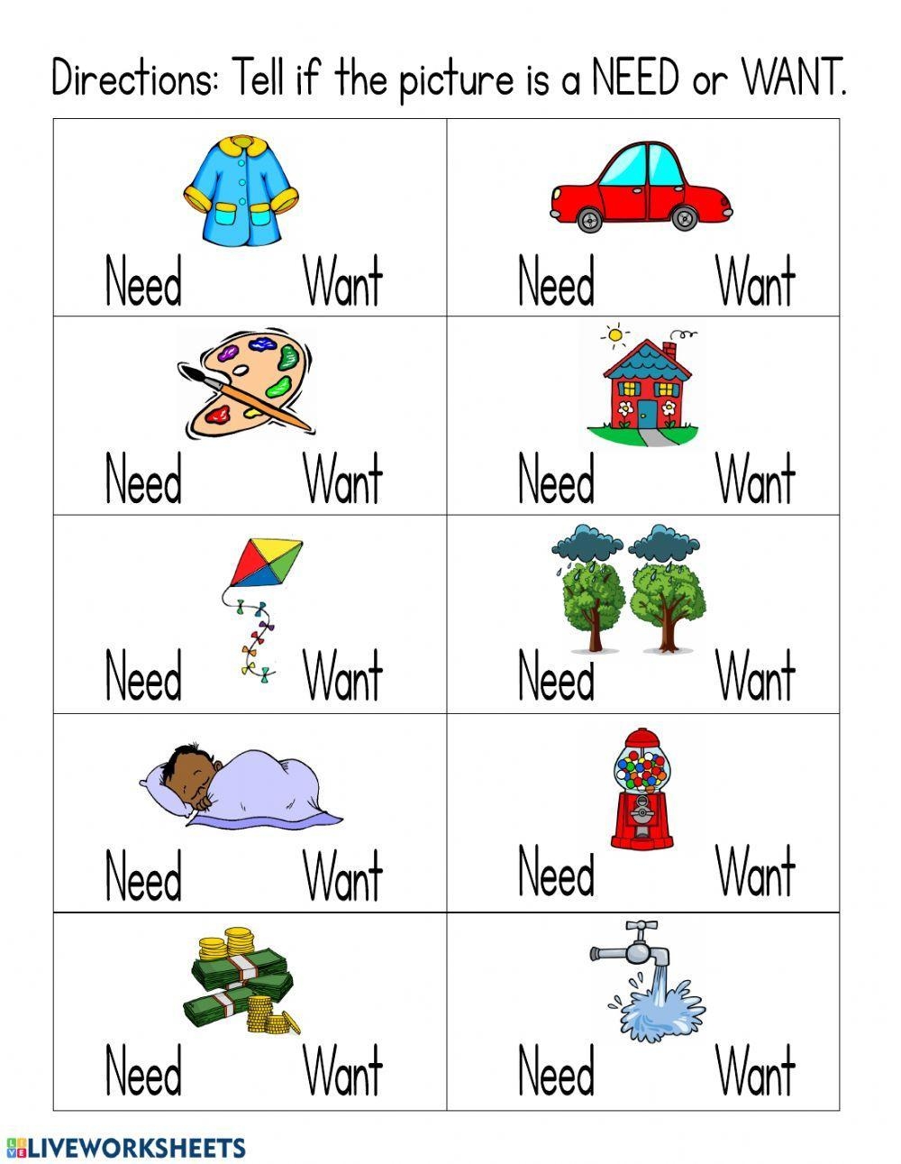 Understanding Needs And Wants A Worksheet For Financial Literacy Understanding Needs And Wants A Worksheet For Financial Literacy