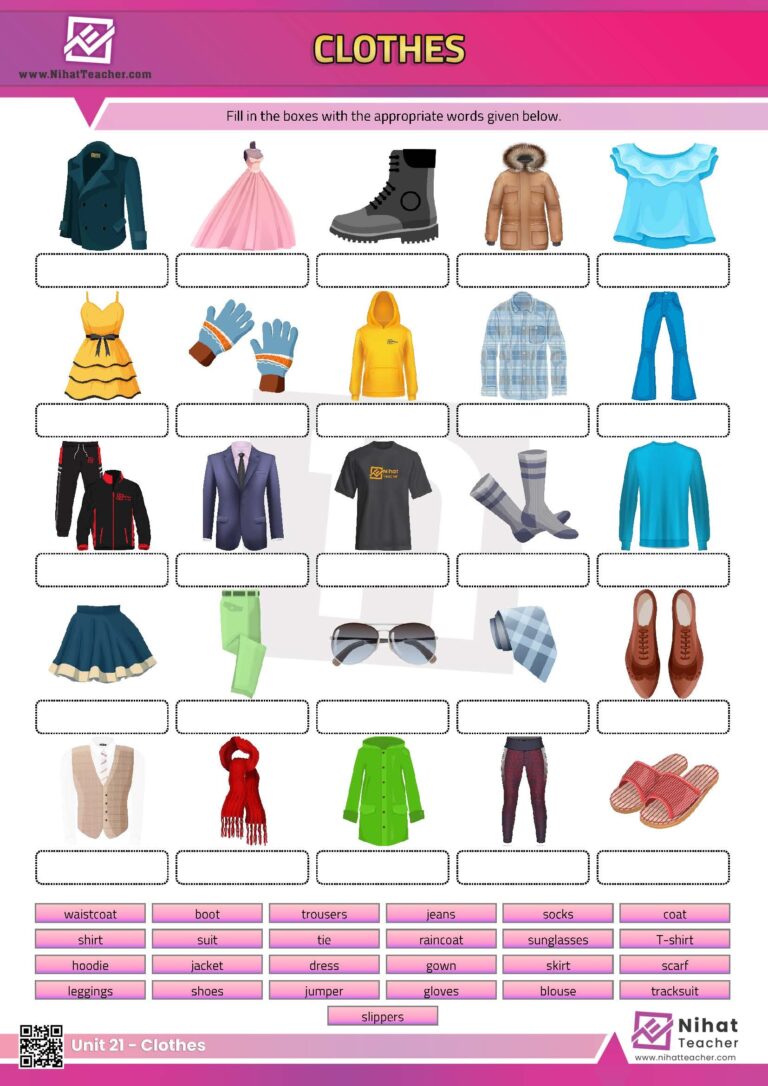 Unit 21 Clothes Worksheet 1 Free English Learning And Teaching Resources Free PDF Worksheets And Multiple Choice Tests 