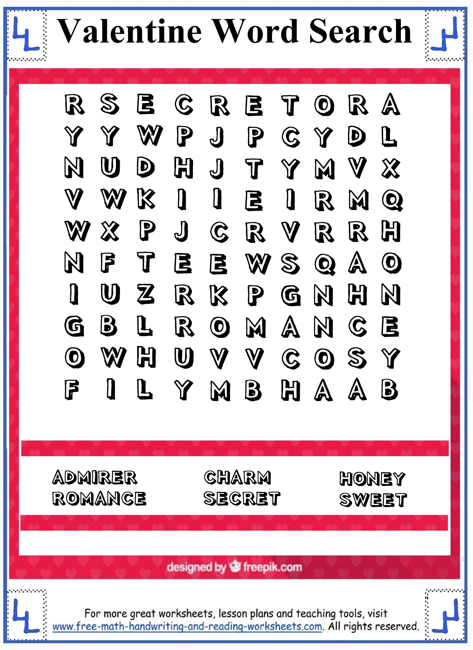 Valentine 4th Grade Worksheets Printable Free Valentine 4th Grade Worksheets Printable Free
