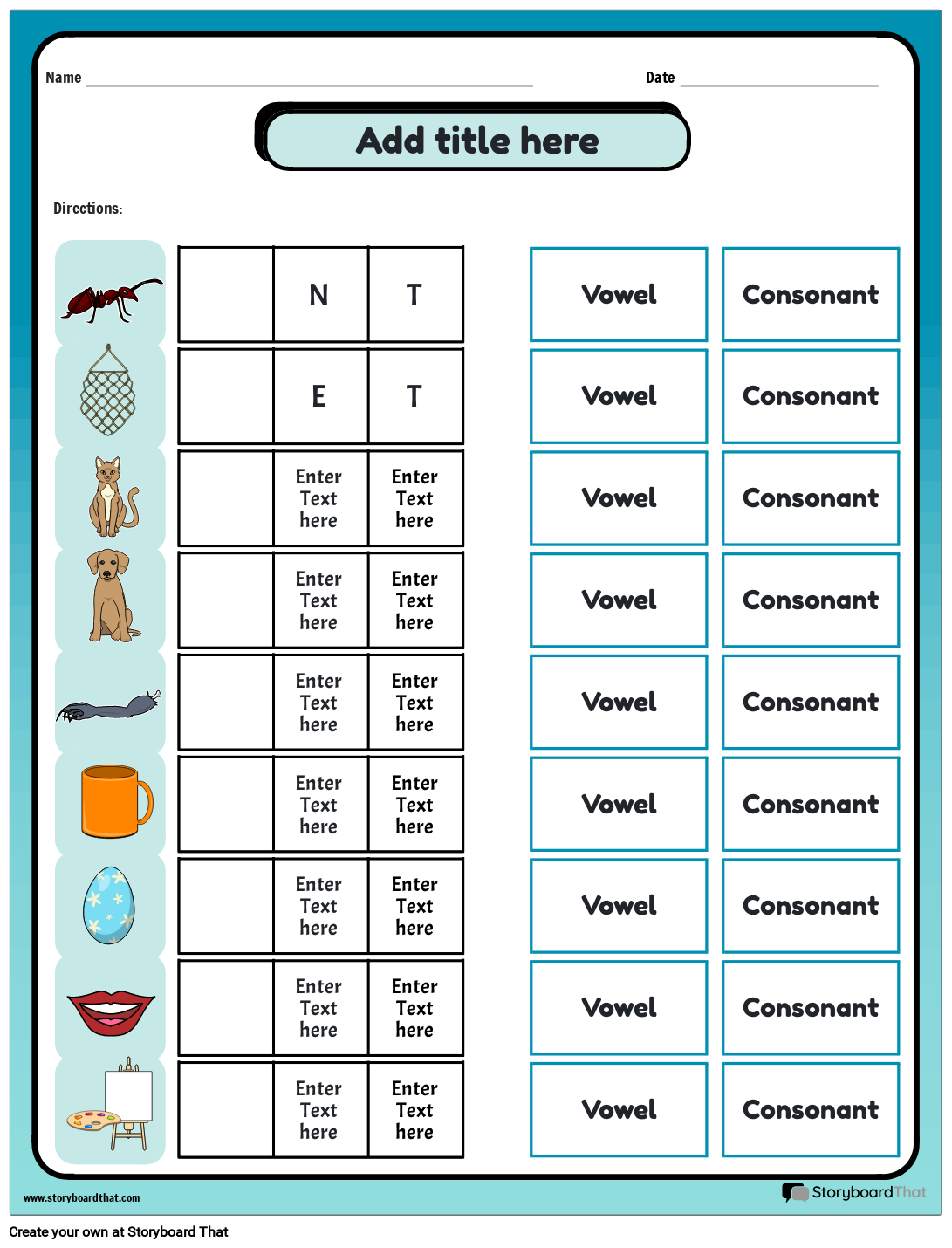 Vowels And Consonants Worksheets Printable Templates