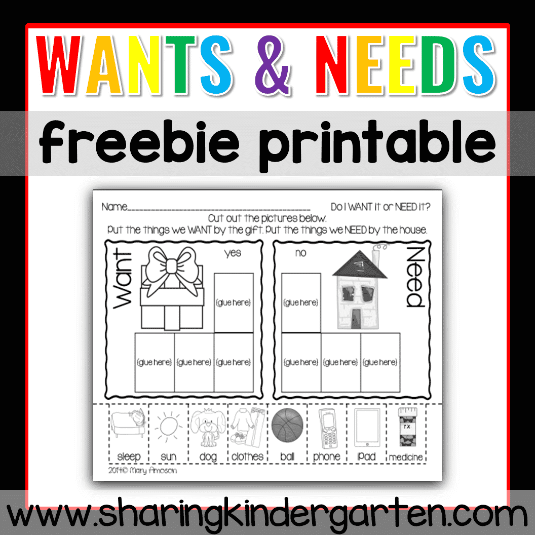 Wants And Needs Activities For Kindergarten With Printables Wants And Needs Activities For Kindergarten With Printables