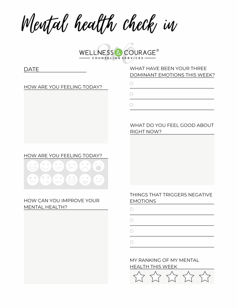 Wellness U0026 Courage Self Guided Worksheets Wellness U0026 Courage