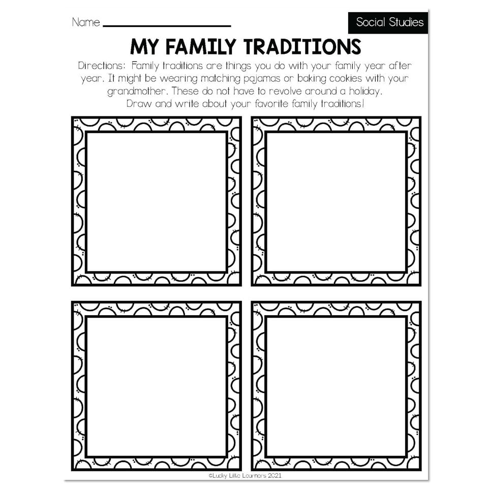 Free Printable Family Tradition Worksheet