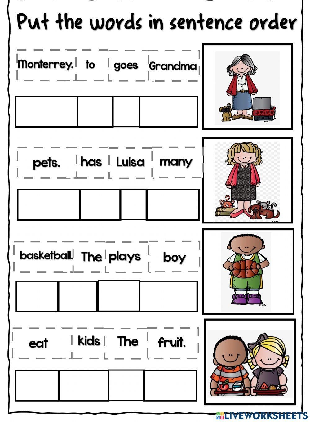 Word Order Online Exercise For 1 Live Worksheets Worksheets Library
