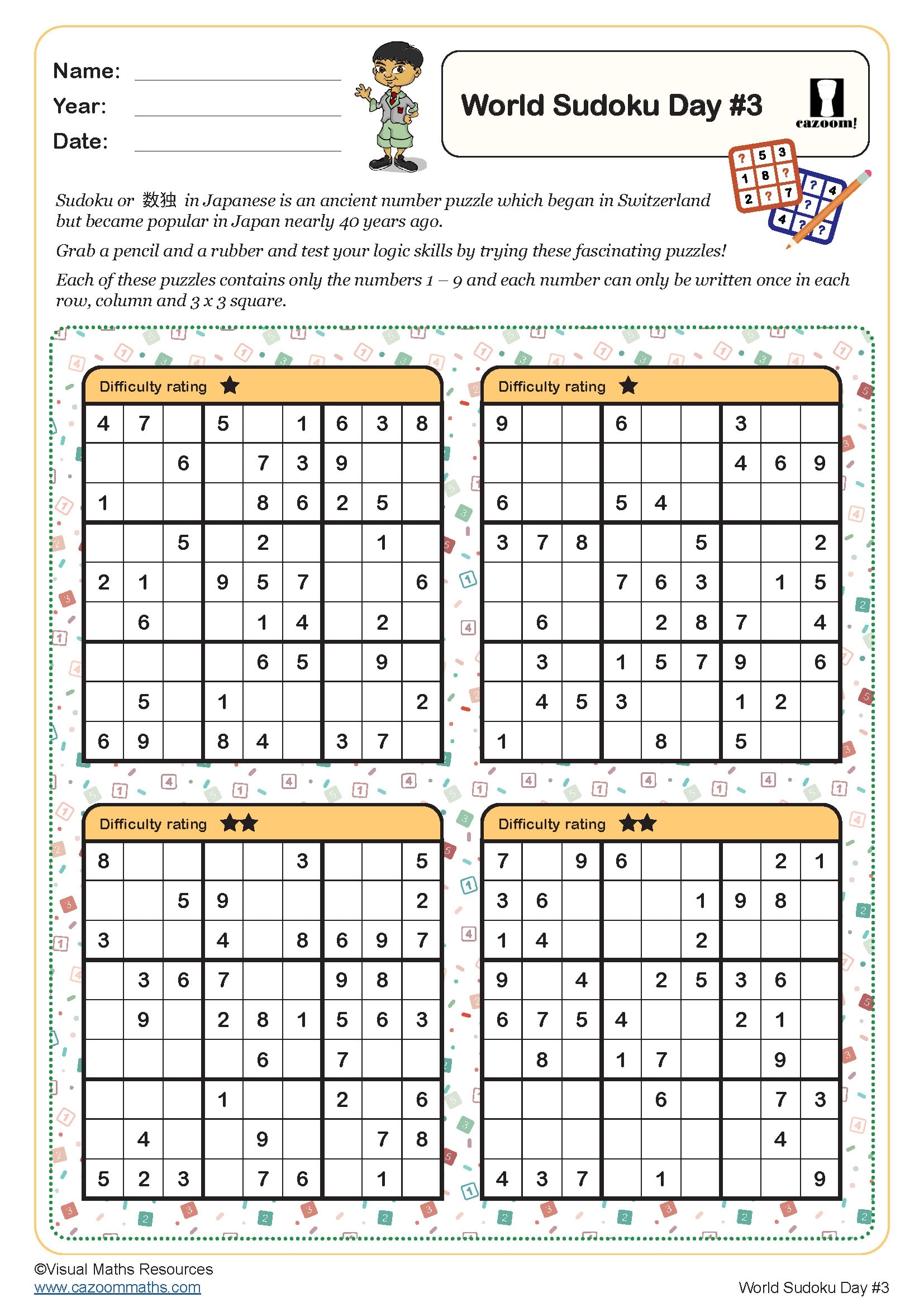 Sudoku Free Printable Worksheets