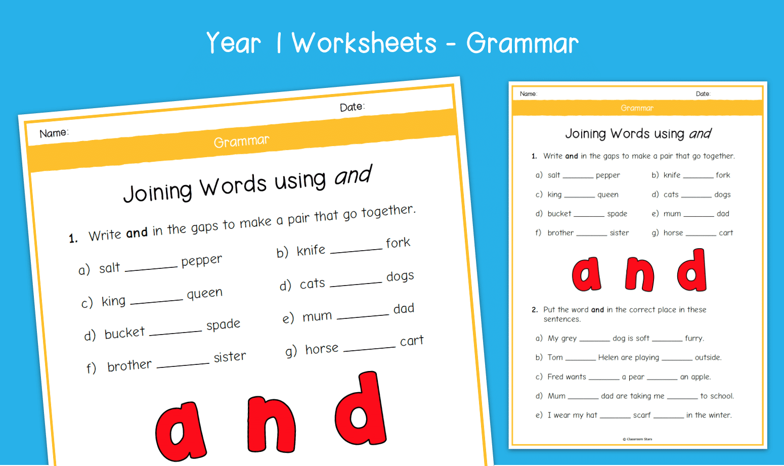 Year 1 Joining Words Using and Worksheets KS1 Grammar Primary English Year 1 Joining Words Using and Worksheets KS1 Grammar Primary English