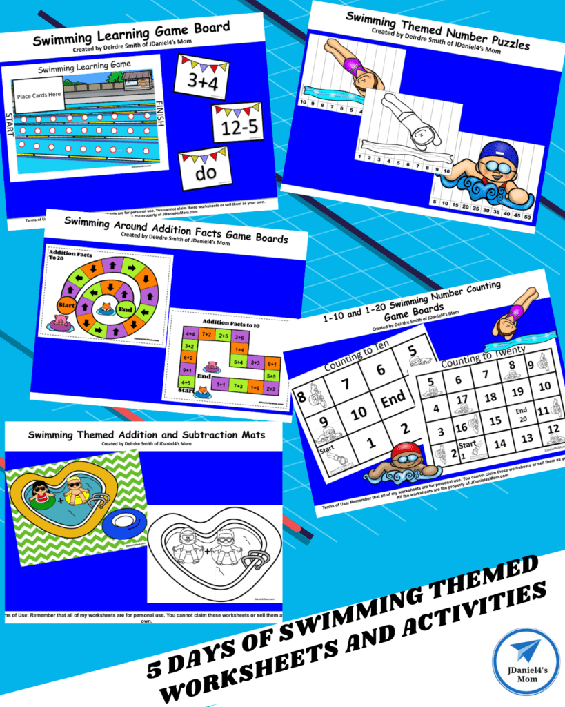 5 Days Of Swimming Themed Worksheets And Activities JDaniel4s Mom