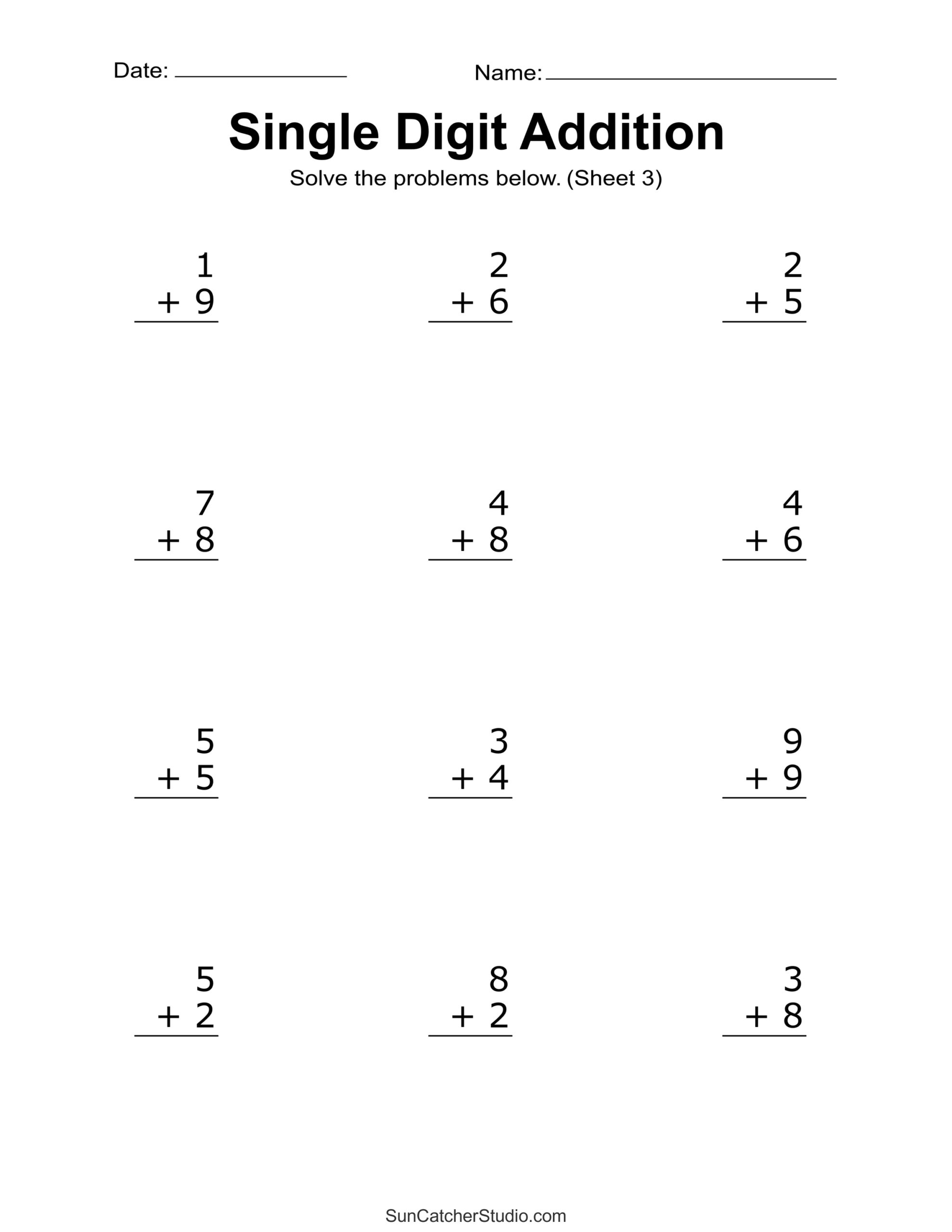 Addition Worksheets Free Printable Easy Math Problems Free