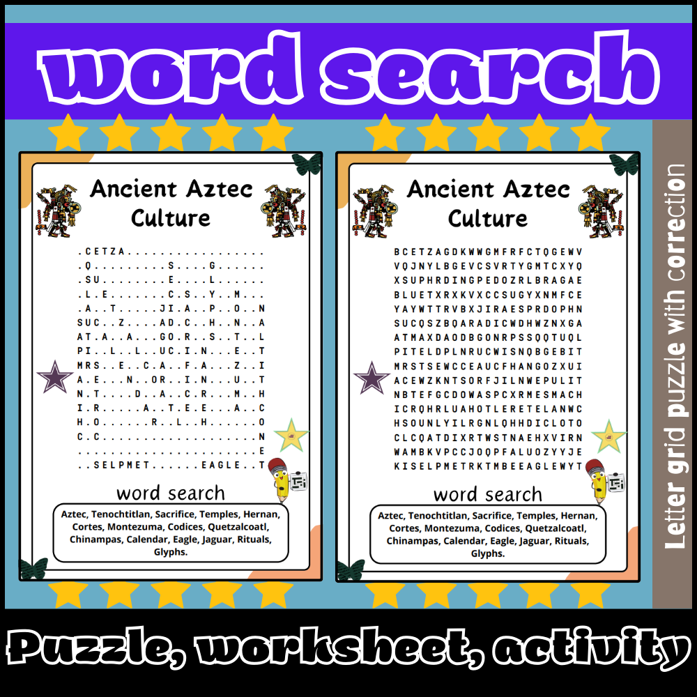 Ancient Aztec Culture Word Search Puzzle Worksheet Activity Made By Teachers