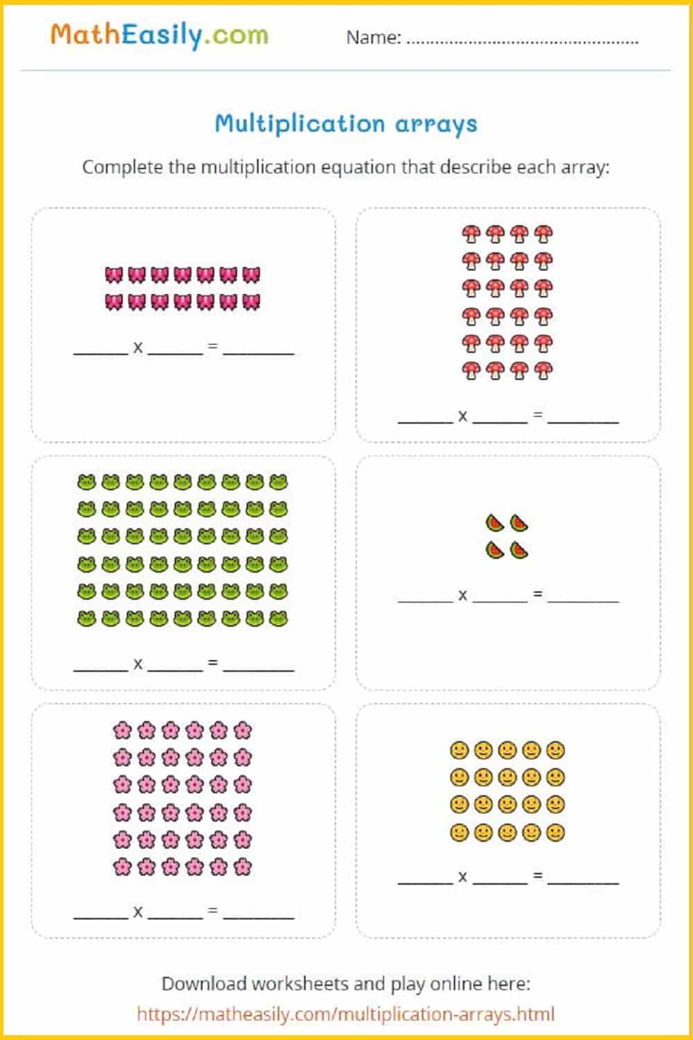 Arrays Worksheet Teaching Second Grade Worksheets Library