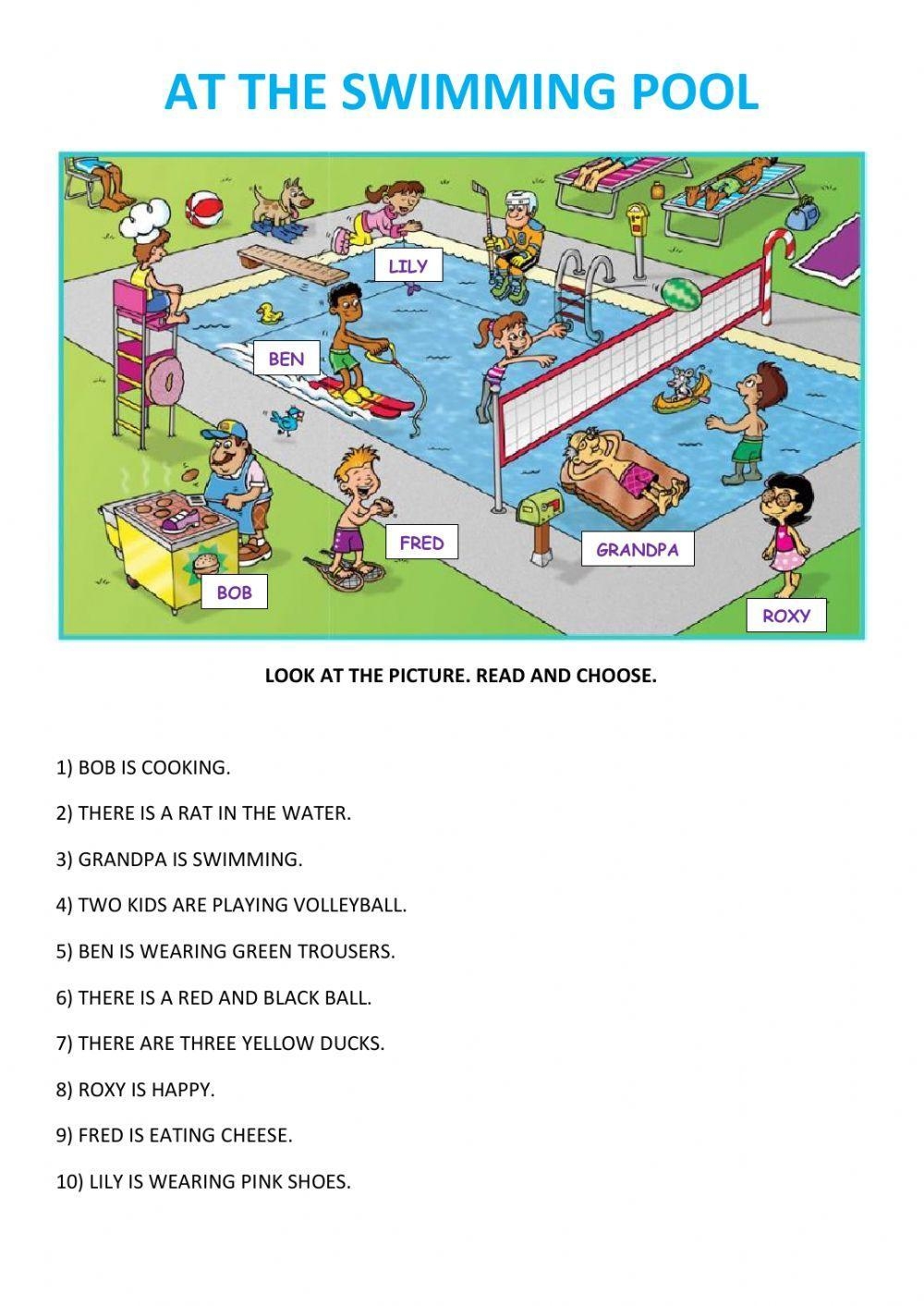At The Swimming Pool Worksheet Live Worksheets Worksheets Library