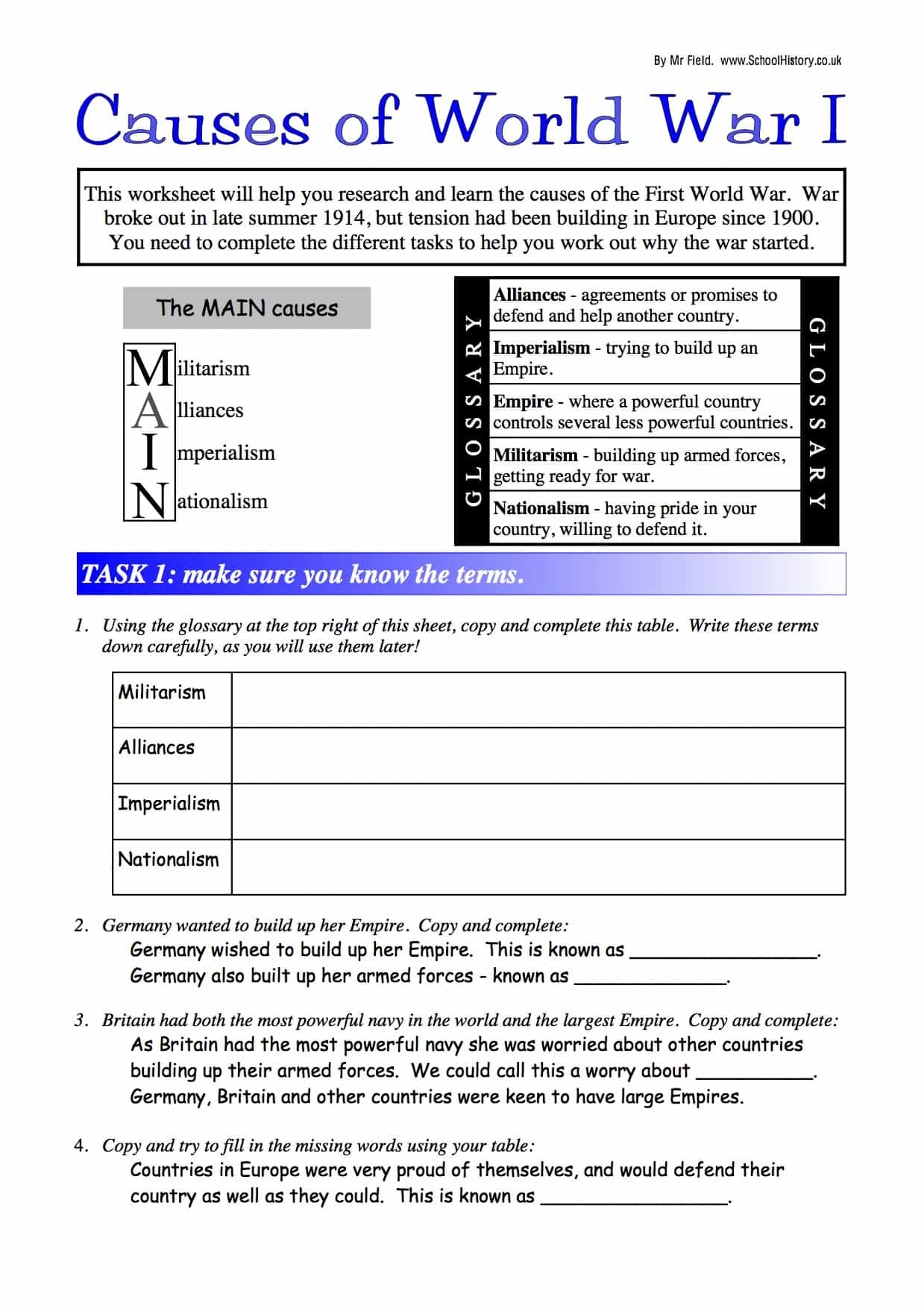 Free Printable World War 2 Worksheets