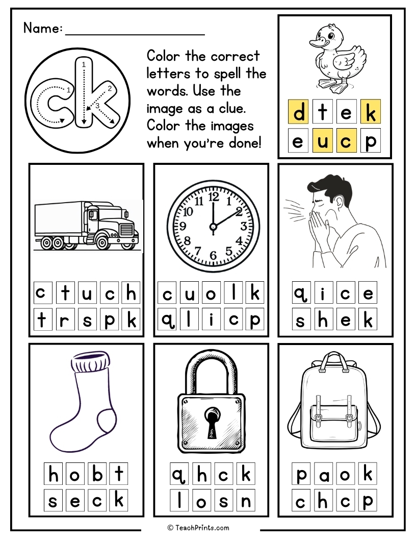 Ck Worksheets Free PDF Printables Teach Prints