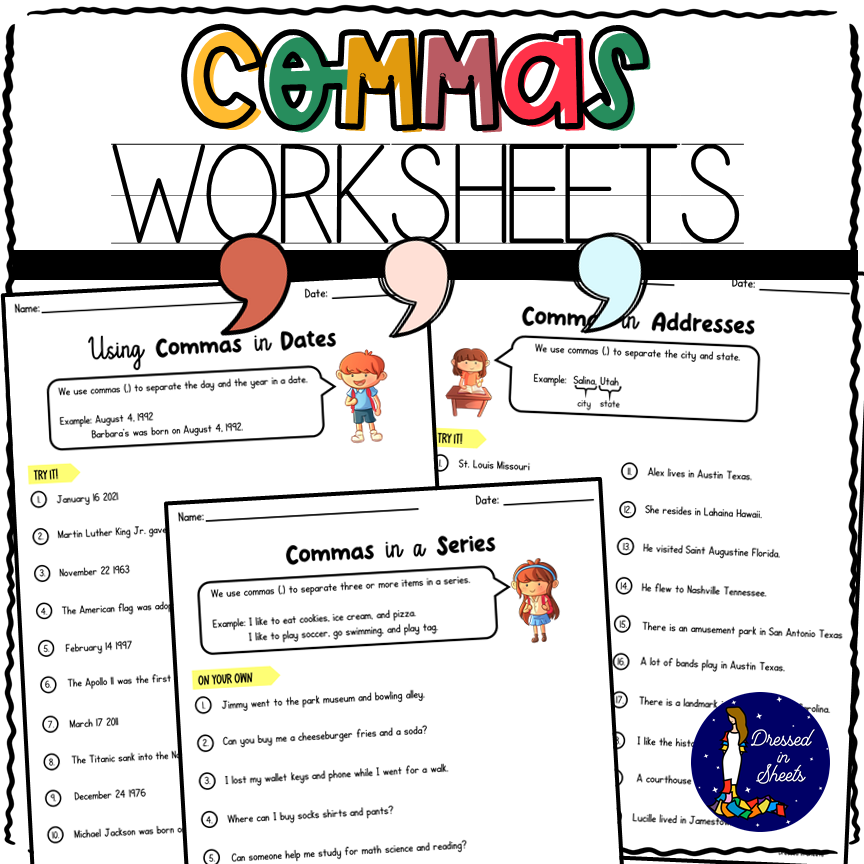 Printable Free Worksheets On Commas
