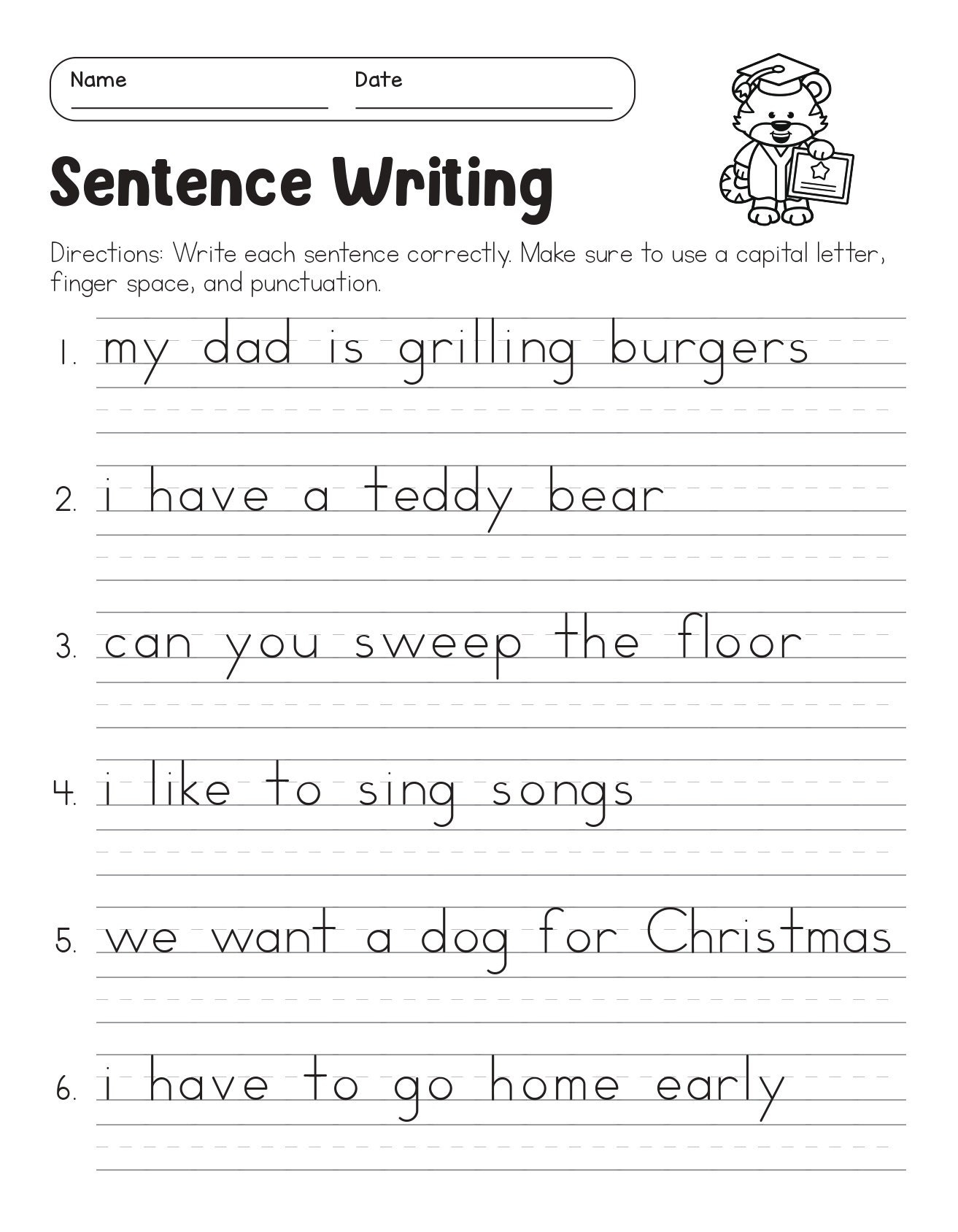 Correct The Sentences Worksheets 10 Page Printable For 1st And 2nd Grade ELA Students ELA Worksheets Sentence Writing ELA Teacher Print Etsy UK