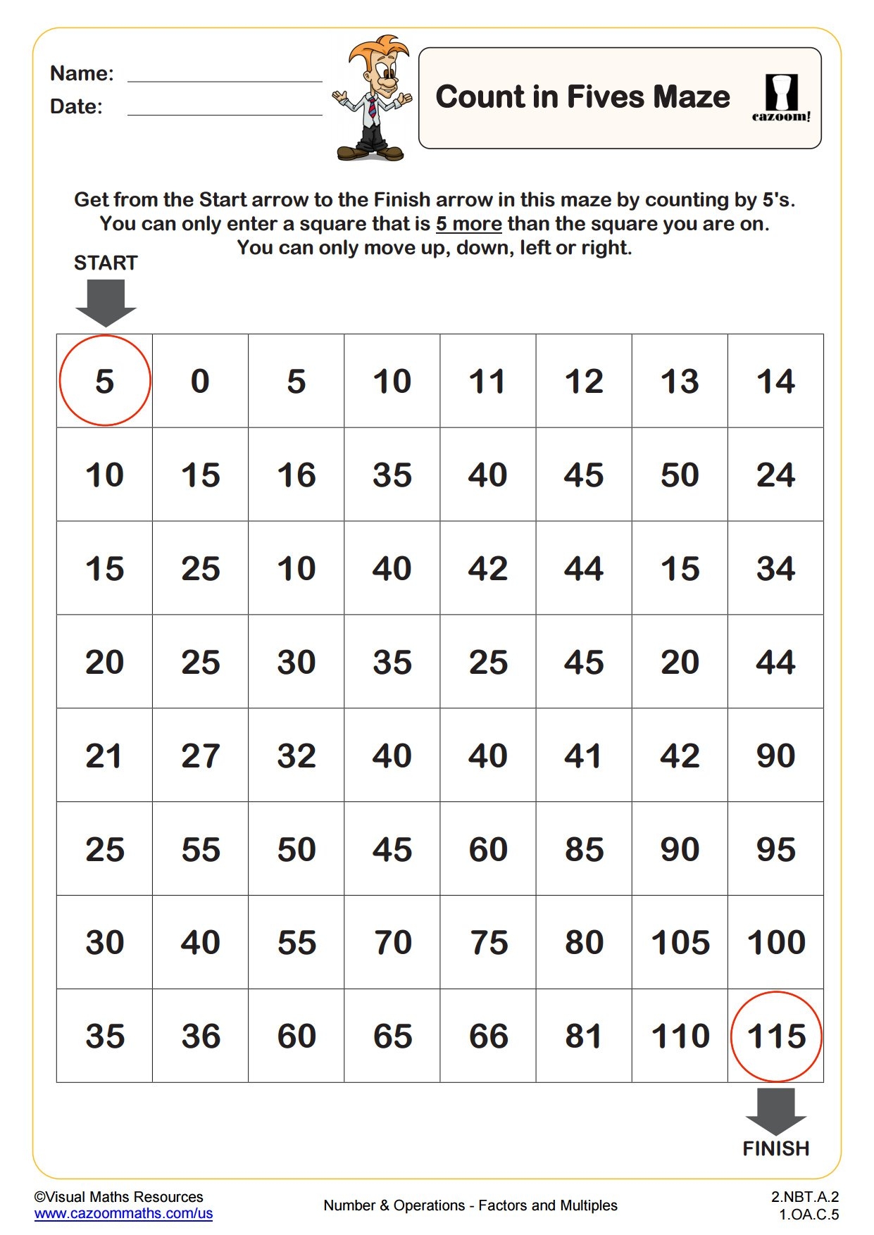 Counting By 5s Worksheet Free Printable
